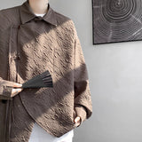 Nukty Men's Luxury Chic Texture Shirt Vintage Casual Drapped Solid Color Button-down Long Sleeve Shirts for Men All-match Clothing