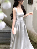 Nukty Elegant Midi Dresses For Women Sleeveless Wedding Evening Party Dress Solid Slim A-line Vintage Chic Prom Robe Vestidos Mujer