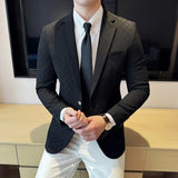 Nukty Plus Size 5XL-M Luxury Checkered Slim Fit Business Blazers Mens 2024 Formal Single Button Fashion Social Party Suit Jacket