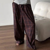 Nukty Men Plaid Pants Elastic Waist Loose Joggers Casual Straight Trousers Men Streetwear 2024 Fashion Male Long Pants S-5XL