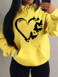 Nukty Combination Of Love And Butterfly  Pattern Hoody Women Hip Hop Street Hoodies Trendy Pocket Clothes Vintage Multicolor Hoodie