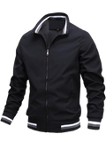 Nukty Spring and Autumn Zipper Stand up Collar Fashion Casual Baseball Jacket for Men's Sports Slow Running Windproof Jacket