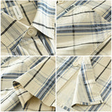 Nukty Fashion Plaid Short Sleeve Shirts for Men 2024 Summer New Plus Size Casual Loose Cotton Shirts