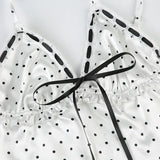 Nukty  Cute Ruched Stitching Camis Women Summer Casual Loose A-line Crop Tops Kawaii Lace-up Bow Patchwork V-neck Tees Aesthetic