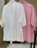 Nukty 2024 Summer Slightly Transparent Linen Short Sleeve Shirt Women Design Sense Lapel Loose Silhouette Cool Top Female