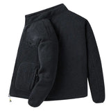 Nukty Winter Fleece Jackets Men Solid Color Loose Casual Warm Coat Mens Stand Collar Outerwear Jacket Harajuku Streetwear Plus Size