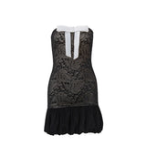 Nukty Sexy Lace Hotsweet  A-line Dress Autumn New Print Sleeveless Bow Slim Mini Dresses High Street Fashion Party Vestidos