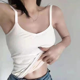 Nukty Winter Velvet Thickened Undershirt Tops Women Solid Slim Cozy Thermal Underwear Camisole Warm Sling Vest Top Bottoming Clothing