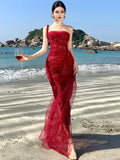 Nukty Sexy Lace Strapless Womens Dresses Elegant Off Shoulder Bodycon Birthday Party Dress Summer Slim Chic Vestidos Female Long Robe