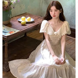 Nukty Vintage Embroider Midi Dresses for Women 2024 Summer Elegant Party Fashion A Line Clothes Holiday Casual Sweet Female Clothing