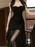 Nukty Korean Sexy Strapless HotSweet Women's Dresses Backless Sleeveless Party Long Robe Clothes Spring Summer Fashion New Outfits