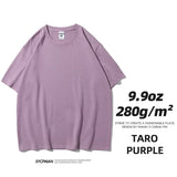 Nukty 280gsm High Qualtity Oversized Heavy T-shirt for Men Short Sleeve Tee Cotton Solid Color Trend Leisure Green White Black
