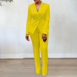 Nukty business casual outfits 2Pcs/Set Blazer Trousers Suit Fashionable Warm High Waist for Holiday Suit Jacket Pants Set Office Blazer Pants Set