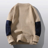 Nukty Men's Sweater Korean Fashion Color Block O Neck Pullover Sweaters Oversize Bottom Knitting Blouse Knitted свитер мужской