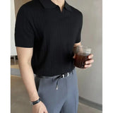 Nukty Men Slim Fit Polo Shirts Solid Stretch Sexy Collared TShirt Fashion Trendy Cotton Casual Top Summer Clothes Comfortable Stretchy
