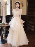 Nukty DRESS TO IMPRESS Champagne Evening New Light Luxury High-end Birthday Adult Ceremony Princess Dress for Women