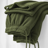 Nukty Double-sided Fleece! Retro Military Green Straight-leg Pants Women Loose Thickened Warm Drawstring Casual Wide-leg Pants Men