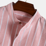 Nukty Summer Blouse Male Casual Stripe Printing Shirt Short Sleeve Stand Collar Blouse Tops For Mens Outdoor Beach Shirts рубашка