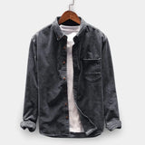 Nukty Autumn Men Shirt Long Sleeve Regular Fit Mens Casual Shirt Thick Solid Color Men's Shirts With Pockets Male Coat MY846