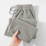 Nukty Double-sided Fleece! Retro Military Green Straight-leg Pants Women Loose Thickened Warm Drawstring Casual Wide-leg Pants Men