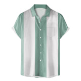 Nukty men summer outfits Male Pocket Regular-Fit Button-Down Work Man Shirt Mens Vintage Bowling Shirts 1950s Casual Short Sleeve гавайская рубашка
