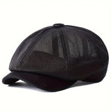 Nukty Summer Mesh Newsboy caps Breathable Casual Outdoor Retro Beret Hats Octagonal hat Fashion Solid Flat Caps