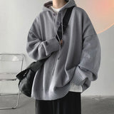Nukty Men Pullover Hoodie Korean Style Classic Solid Color Casual Hoodies Oversized Loose Hooded Knitwear Mens Knitted Pullovers