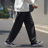Nukty Autumn Cotton Casual Pants Men Fashion 3 Color Straight Pants Men Japanese Streetwear Loose Wide Leg Pants Mens Trousers M-2XL