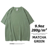Nukty 280gsm High Qualtity Oversized Heavy T-shirt for Men Short Sleeve Tee Cotton Solid Color Trend Leisure Green White Black