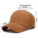 Nukty Autumn Corduroy Baseball Cap Women Men Trendy Vintage Baseball Hat Outdoor Adjustable Hip Hop Sun Hat Fashion Accessories