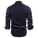 Nukty New Men's Shirt Fashion Corduroy Shirts Men Business Casual Single Breasted Cotton Men Shirts Solid Color Slim Fit Full Top