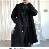 Nukty New Autumn Men's Jacket Trench Coats Pie Over Solid Color Hooded Men's Fashion Handsome Leisure Long Jacket Trench Coats