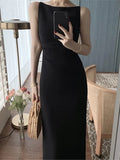 Nukty Women Spaghetti Strap Sleeveless Solid Sexy Dresses Summer New Fashion Office Lady Female Elegant Evening Party Midi Dress