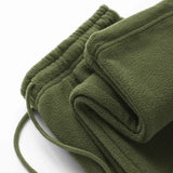 Nukty Double-sided Fleece! Retro Military Green Straight-leg Pants Women Loose Thickened Warm Drawstring Casual Wide-leg Pants Men