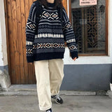 Nukty Women Pullovers Knit Jumper Vintage Cozy Grandpa Sweater Aesthetic Winter Outfit