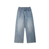 Nukty Summer Men Baggy Denim Jeans Male New Fashion Wash Straight Wide Leg Casual Trousers High Street Hot Sale Loose Trousers