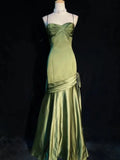 Nukty Elegant Satin Halter New Vintage Niche Waisted Fishtail Dresses Formal Gown Party Dress Sling Backless Waist Evening vestidos