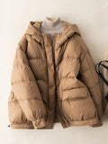 Nukty Winter Oversize Duck Down Coat Women Fashion Warm Thick Hooded Jackets Black Autumn Casual Pocket  Parkas