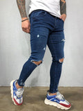 Nukty Distressed Knee Holes Elastic Skinny Jeans Men Ripped Biker Denim Pants Solid Washed Streetwear Black Pantalones Hombre Joggers