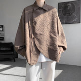 Nukty Men's Luxury Chic Texture Shirt Vintage Casual Drapped Solid Color Button-down Long Sleeve Shirts for Men All-match Clothing