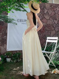 Nukty Elegant French Luxury Long Woman Dress Gentle V-Neck Slim Wasit Loose High-End Fashion Dresses Vacation Travel Summer 2025