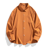 Nukty 6 Colors Men's Baggy Long Sleeve Shirt Fashion Korean Lapel Coat Tops Youth Casual Classic Simple Male Clothes Trendy Brand