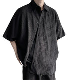 Nukty Shirts Men Floral Japanese Style Fashion Loose  Pleated Vibe All-match High Street Youthful Cool Designed Vintage surplice