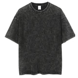 Nukty Men's Washed T Shirt Summer vintage Casual T-shirt  Loose TShirts Women Black Acid Wash Y2k Short Sleeve Hip Hop Streetwear Tees