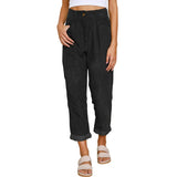 Nukty Autumn and Winter New Women's High waist Casual Pants Europe and America Solid Corduroy Loose Straight Pants Women