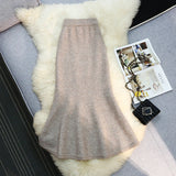 Nukty skirt outfits winter Vintage Sequined Thick Knitted Skirts for Women Autumn Winter Fashion Solid Color High Waist Fishtail Long Skirts