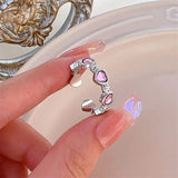 Nukty 3pcs Fashion Love Heart Zircon Open Rings Set for Women Gothic Sweet Girls Geometric Finger Rings Y2K Party Jewelry Accessories