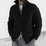 Nukty Fashion Slim Knitted Sweatercoat Men Casual Zip-up Turtleneck Knit Cardigans Autumn Winter Vintage Twist Jacquard Mens Sweaters