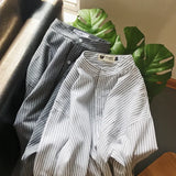 Nukty Stylish Striped Long Sleeve Men's Shirt Korean Trendy Loose-fit Lining Summer Sun Protection Clothes Hong Kong Style Jacket