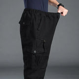 Nukty High Quality Men's Tactical Pants Elastic Waist Cargo Large Size Cotton Pants Multi-Pocket Trousers Sports Training Work Pants